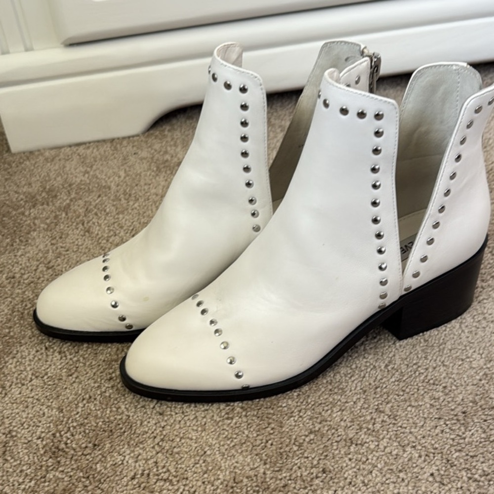 Steve Madden Conspire White Studded Ankle Boots